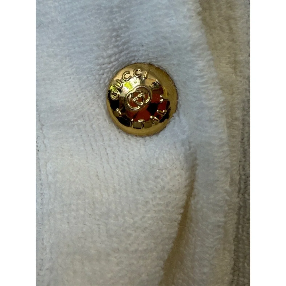 Gucci White Cotton Terry Cloth Polo Shirt Web Stripe Interlocking G Logo Italy